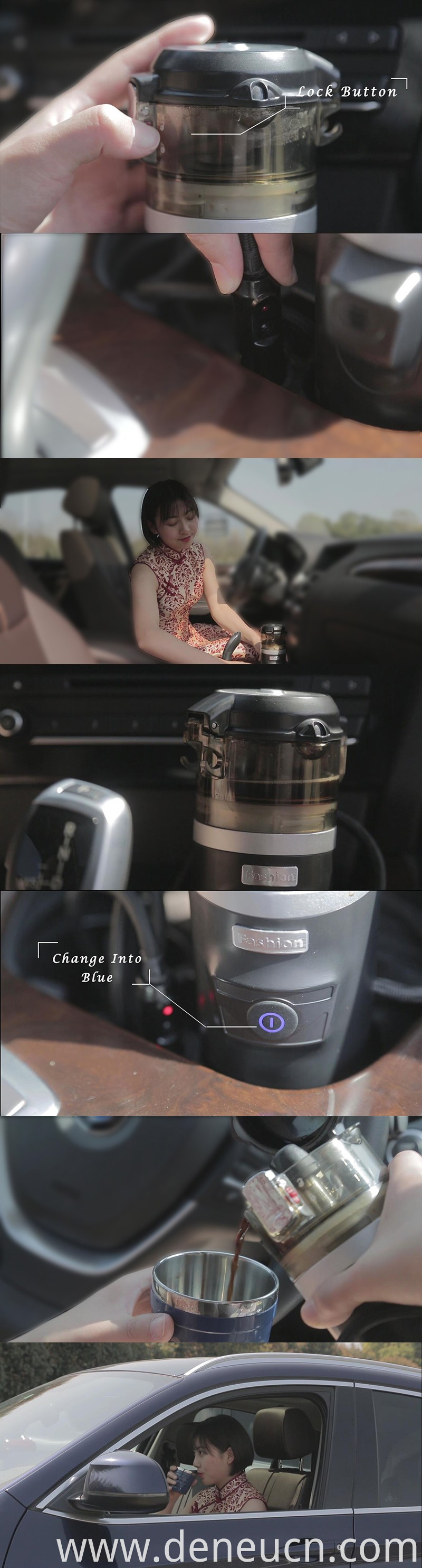 mini camp portable for car use 12V electric espresso coffee maker for coffee pod or ground coffee in fast cooking